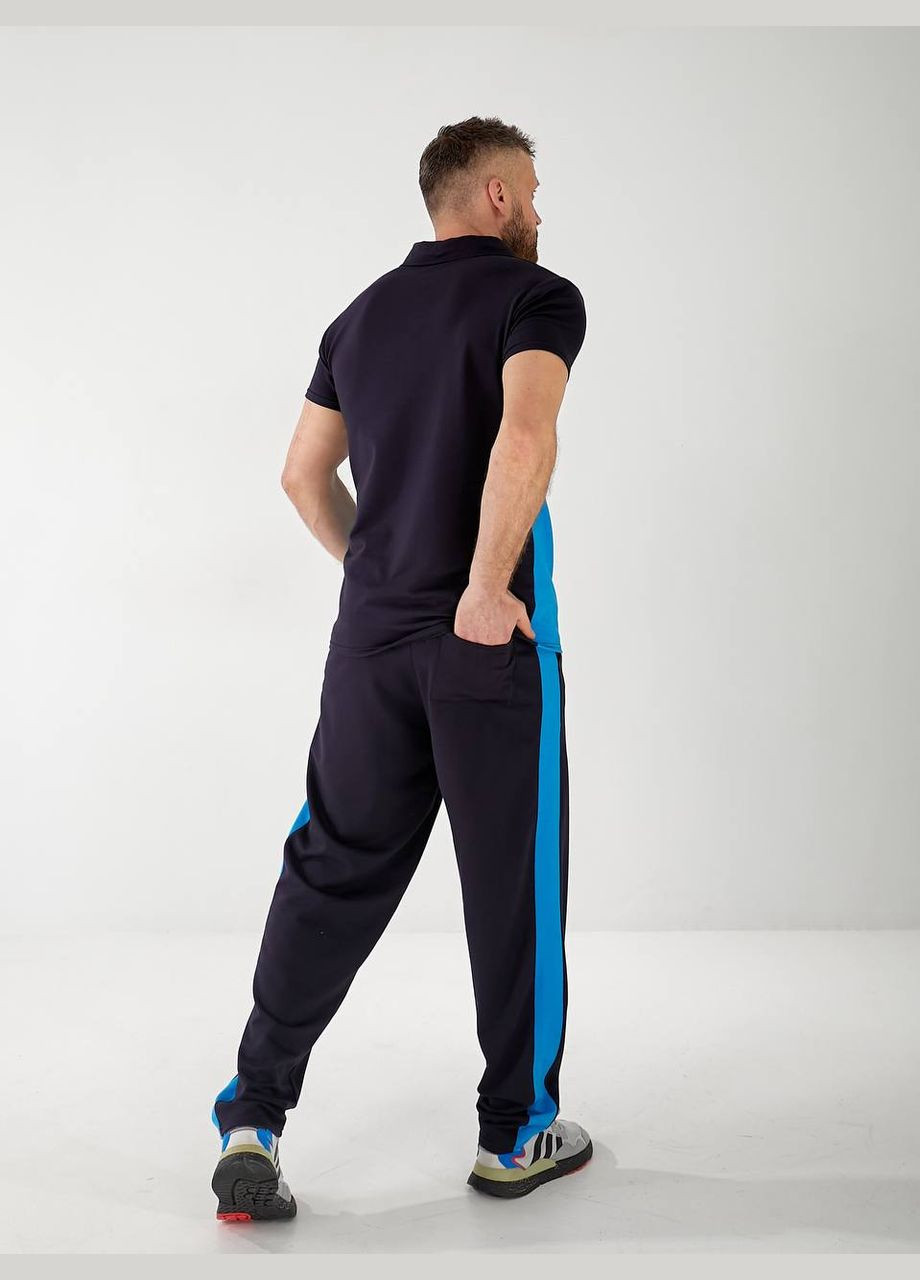 Синій костюм чоловічий двонитка футболка поло та штани No Brand