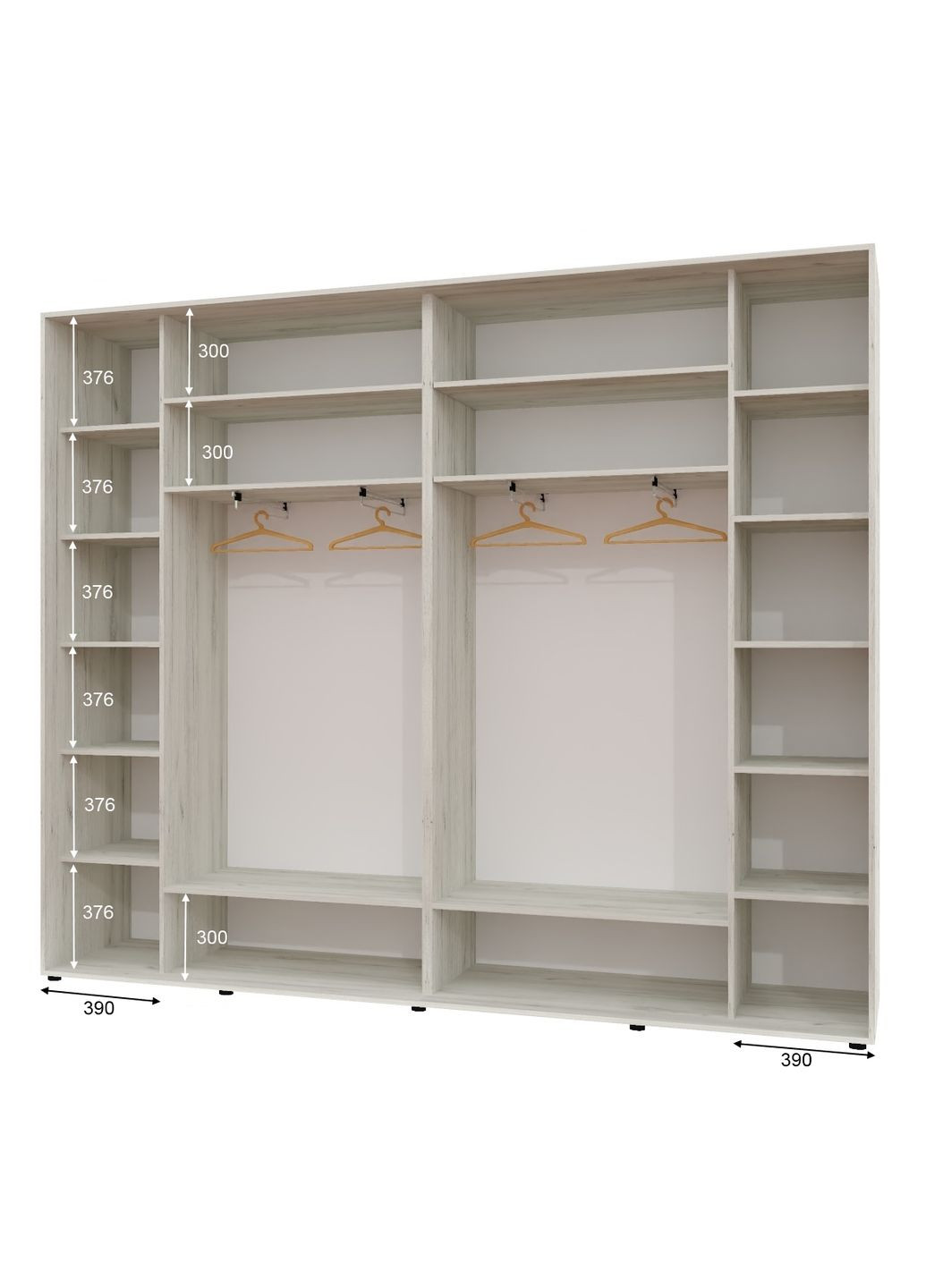 Шафа-купе тридверна 300*45*230 см Дуб крафт білий 3 двері ДСП + Дзеркало + ДСП Люкс-147 Алекса (360474984)