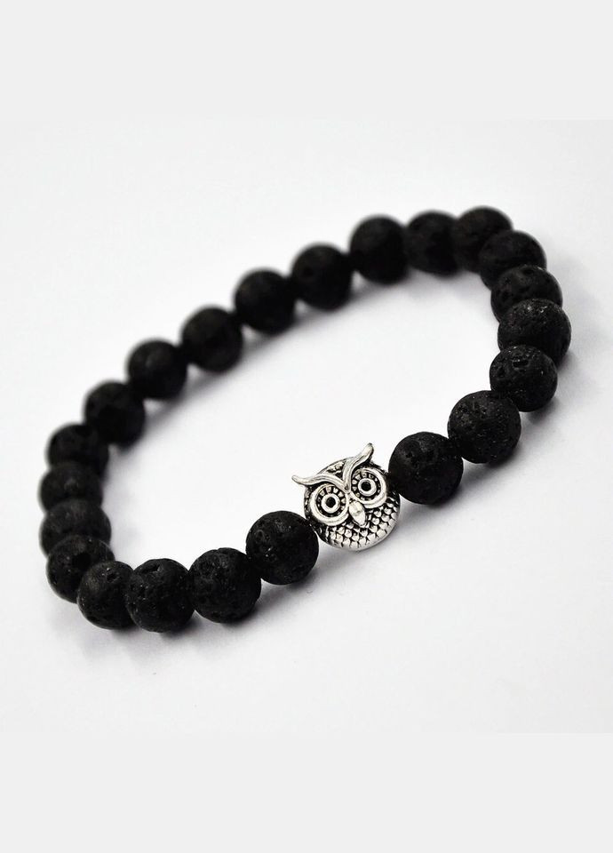 Браслет із лавового каменя зі сріблястою совою (16003) Hemst (315752511)