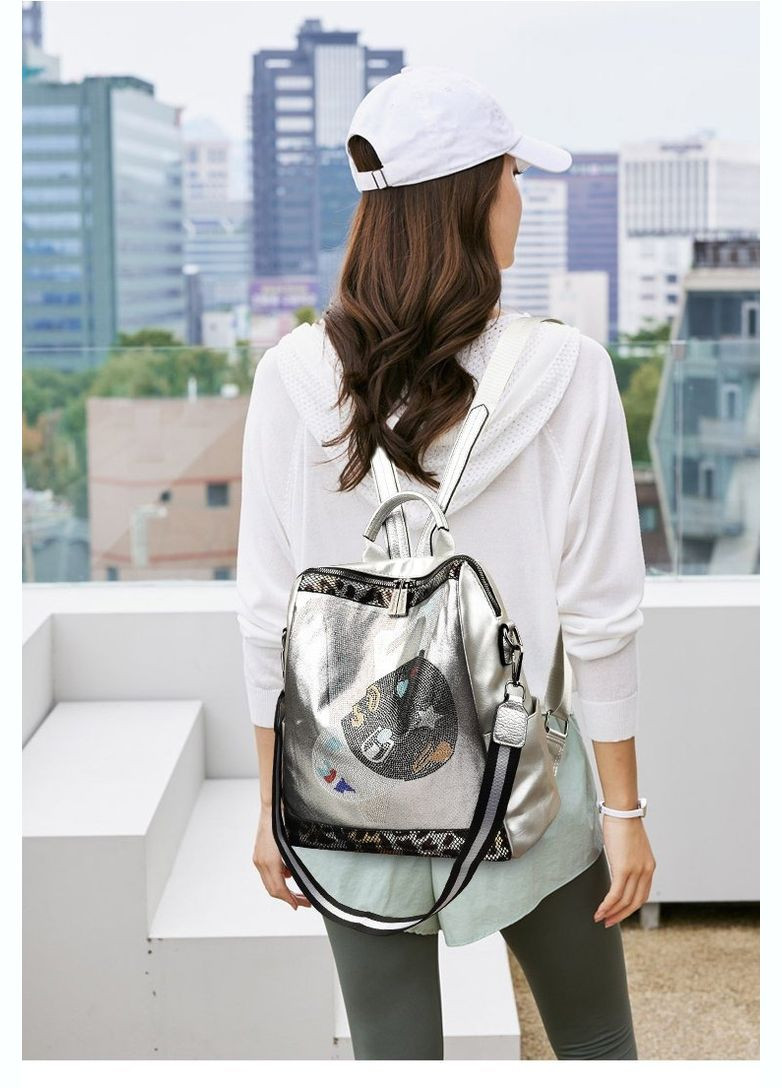 Рюкзак женский со стразами Vippo Gray cap Italian Bags (293476801)