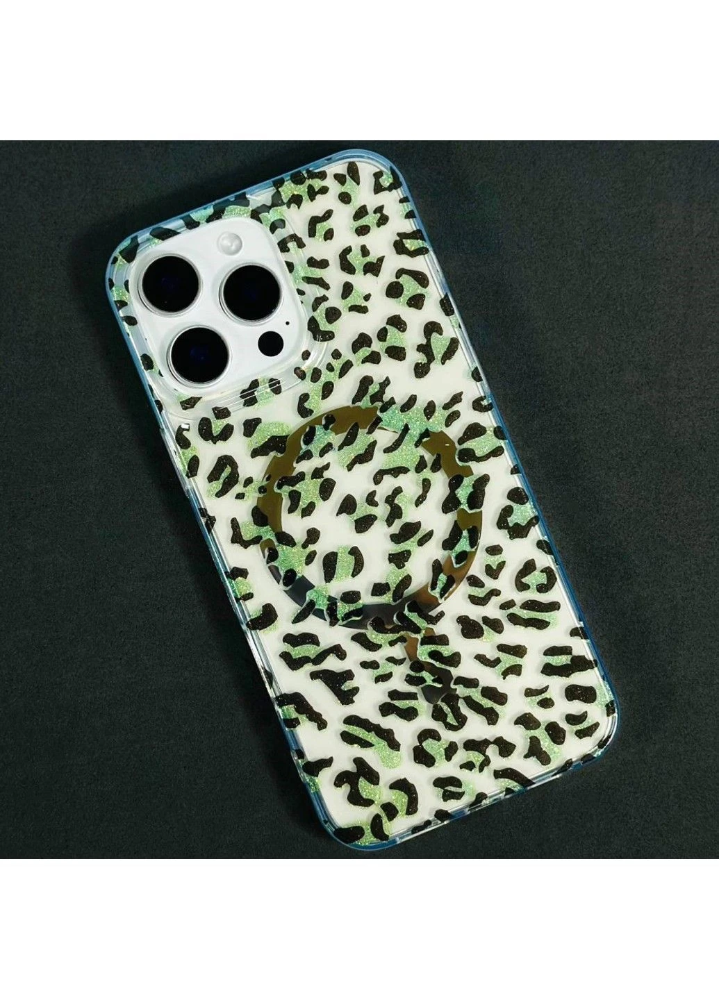 Чохол Transporent Case with Print Magnetic для iPhone 16 Pro Max Leopard-green No Brand (382769617)