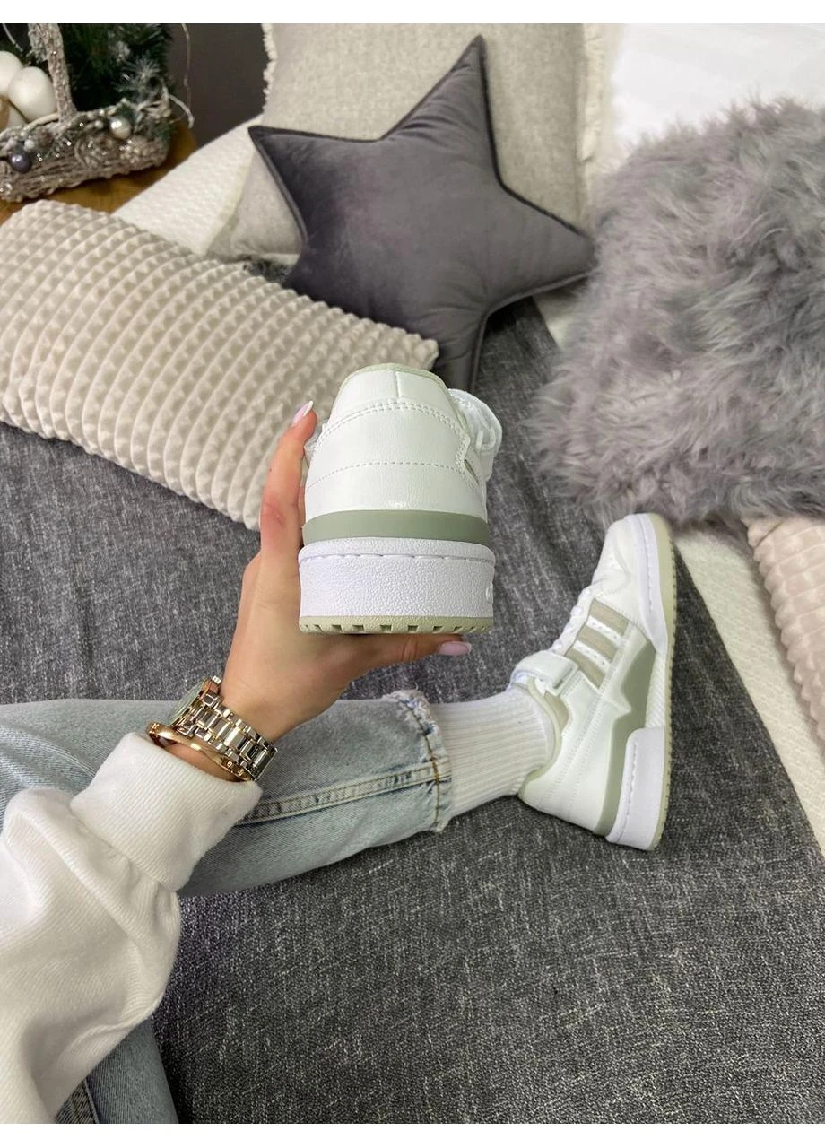 Білі кросівки чоловічі adidas forum low white green адідас форум білі демісезон No Brand