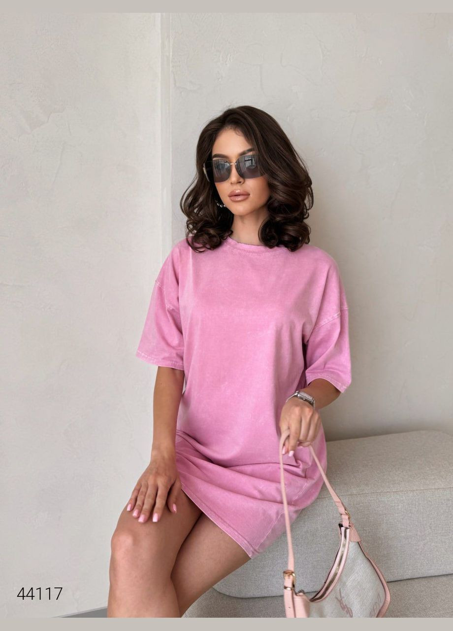 Рожева повсякденний сукня з вивареним ефектом Liton