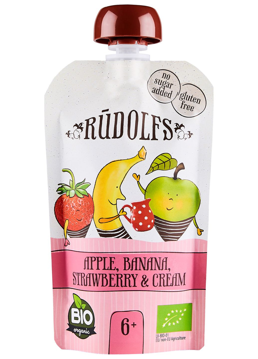 Пюре Pouch Смузі яблуко-банан-полуниця з вершками, 110 г Rudolfs (358487060)