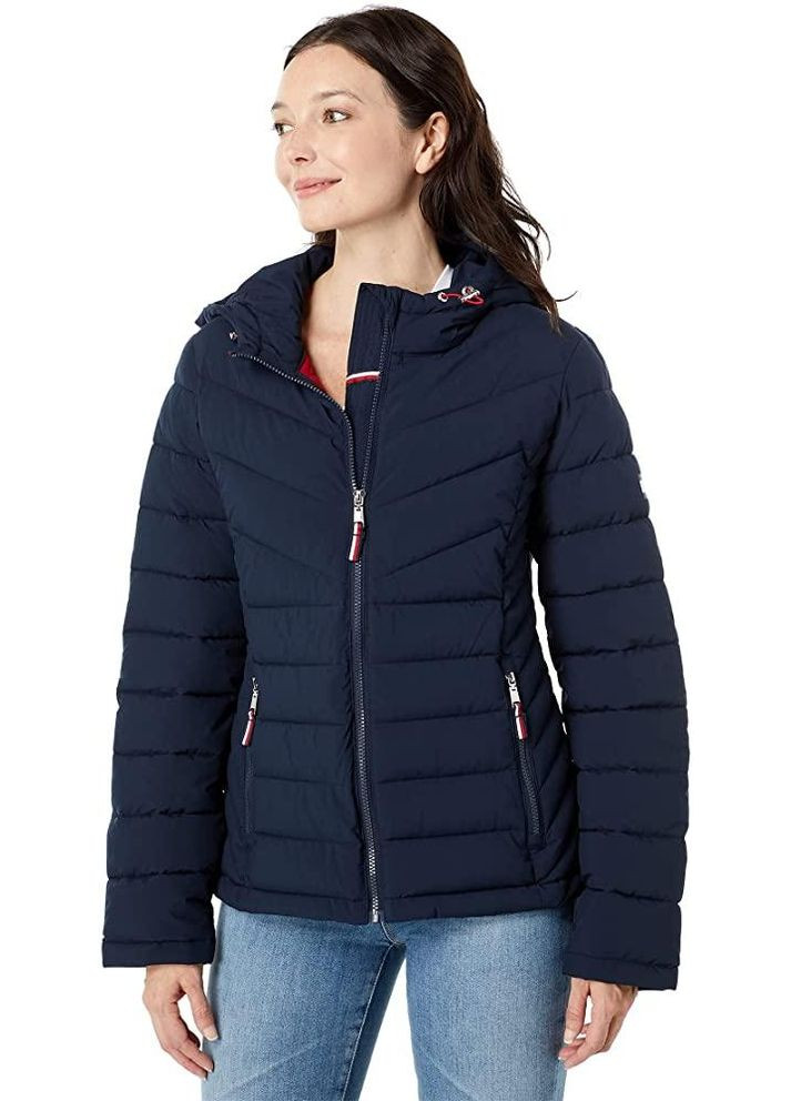 Куртка, стрейч-складана, з капюшоном, темно, розмір S. slim fit Tommy Hilfiger (370442550}