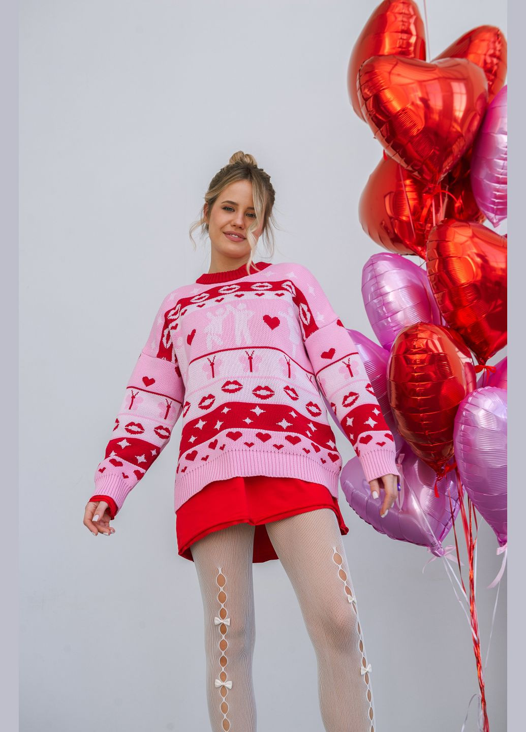 Розовый зимний свитер Romashka Історія кохання