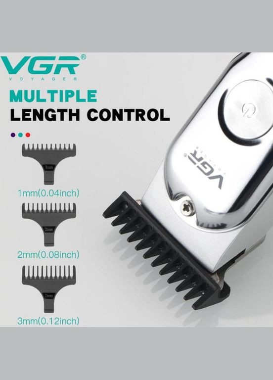Машинка для стрижки акумуляторна 5 Вт 600 мАг з сріблястою насадками (2390000058) VGR V-071 (351363102)