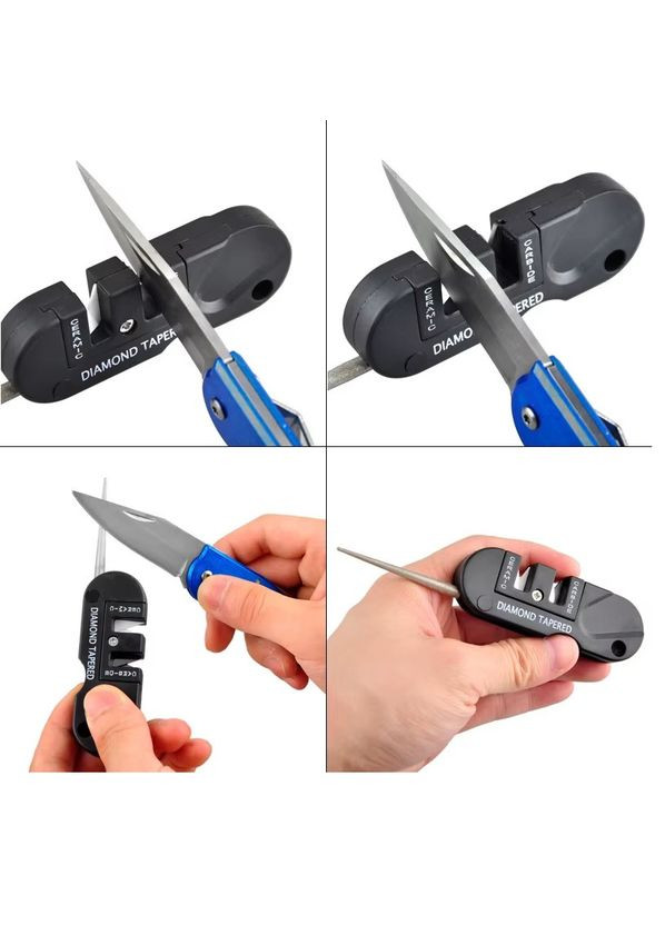 Кишенькова портативна точилка для ножів з вольфрамовою сталлю керамічним лезом і алмазним стрижнем No Brand (361856888)