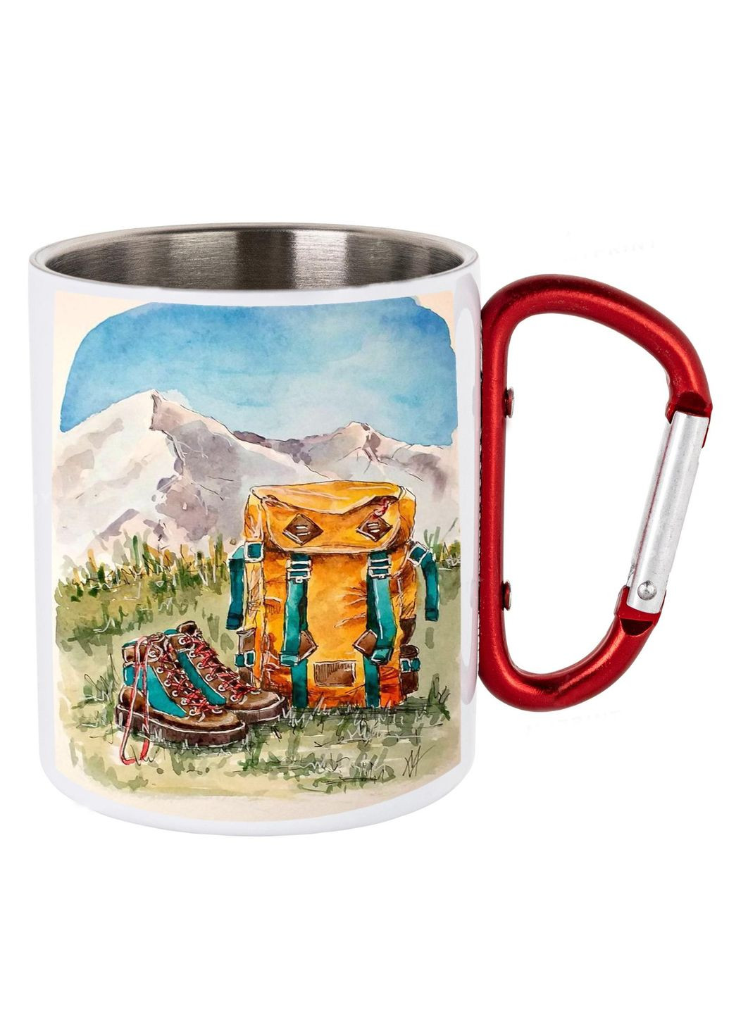 Кружка металлическая с карабином (red) туристическая 300 мл #0105 белая No Brand (316122266)