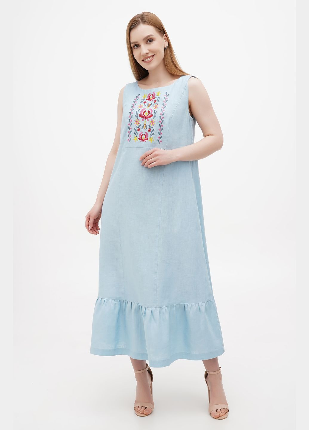 Голубое платье диамара, голубой, р.50, код 0326/50/1305 ГАЛЕРЕЯ ЛЬОНУ