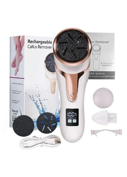 Електрична пилкапемза для п'ят для педикюру Rechargeable Callus Remover MT-510 з LCD дисплеєм Callusan (296107883)