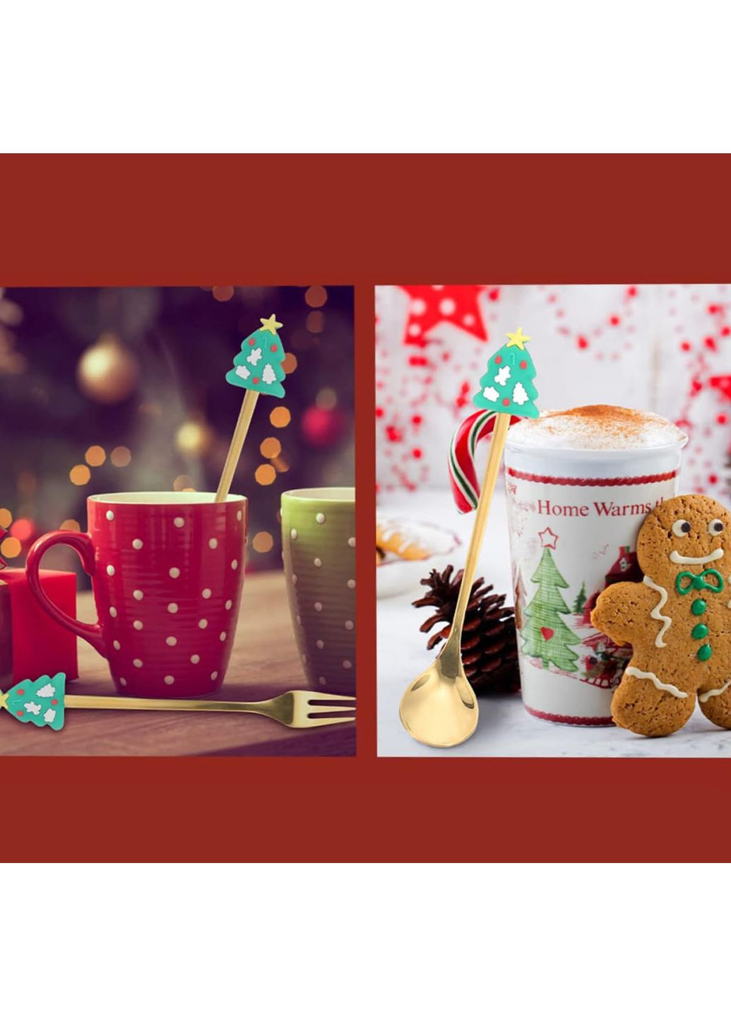 Подарунковий набір Різдвяних новорічних ложок і вилок 4 шт. No Brand (365721871)