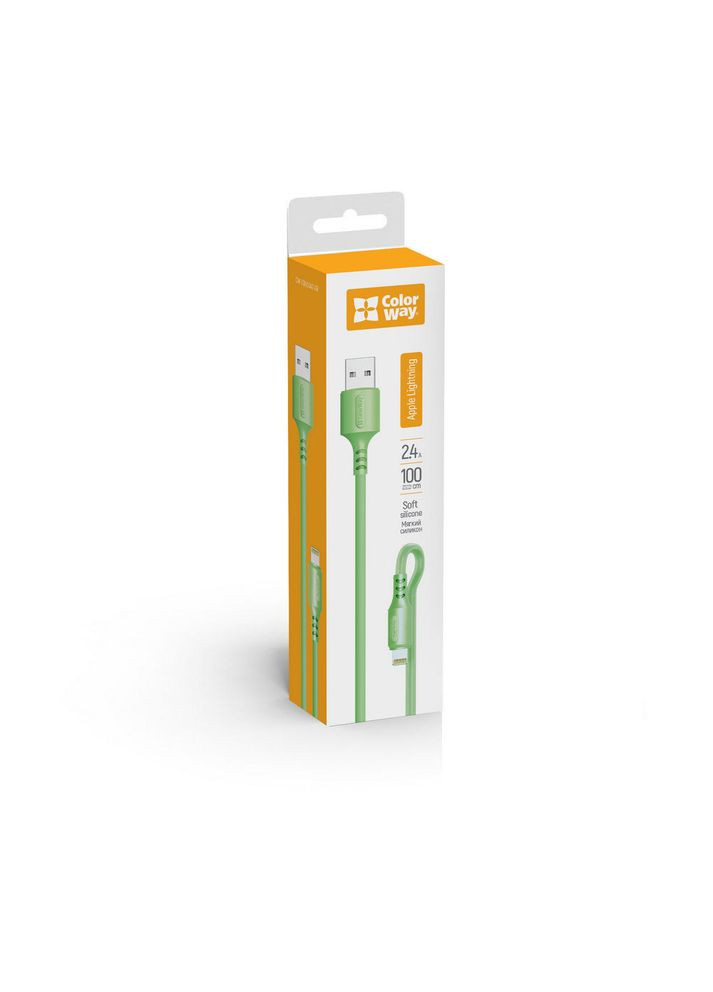 Кабель USB-Lightning, soft silicone, 2.4А, 1м, Green Colorway (339086747)