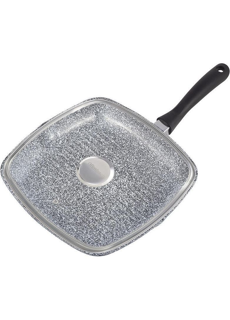 Сковорода-гриль Snow Marble 30см с крышкой и антипригарным покрытием, квадратная Ofenbach (329893151)