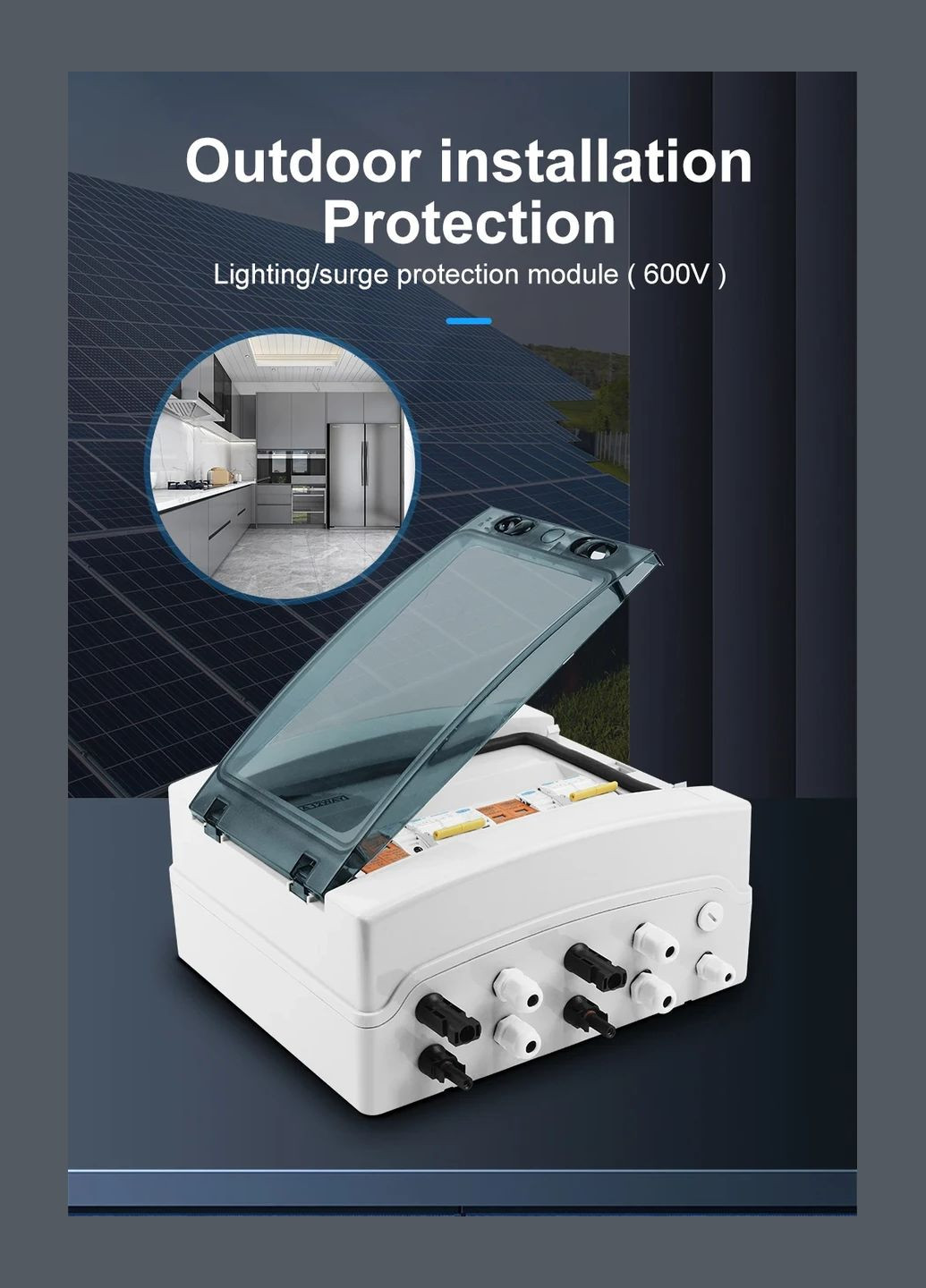 DC захистний щит 40A 600V на 2 MPPT стрінги для автономних сонячних електростанцій Tomzn (341324876)