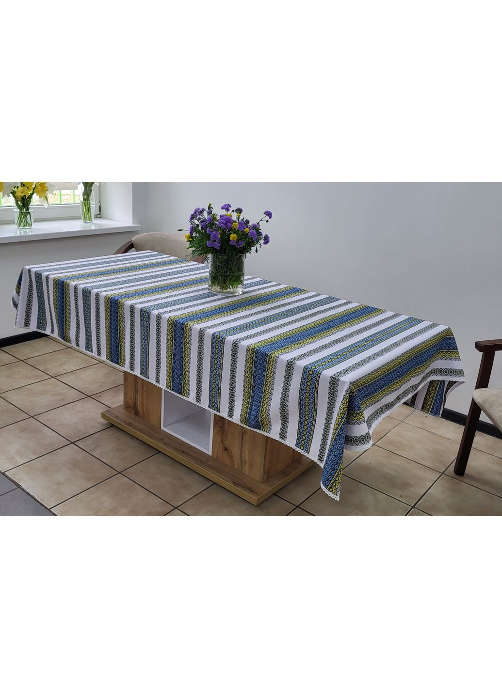 Ткано-декоративная скатерть с вышивкой "Августовская золотая" _1450*2200 Hand Made (358901429)