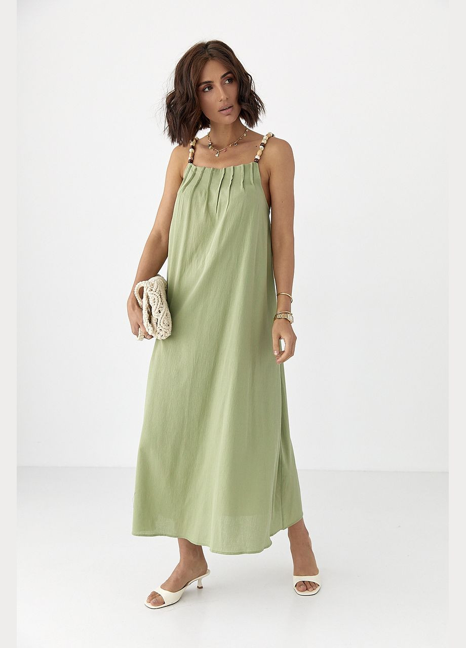 Сарафан вільного крою з бусами на бретелях Lurex (335400997)