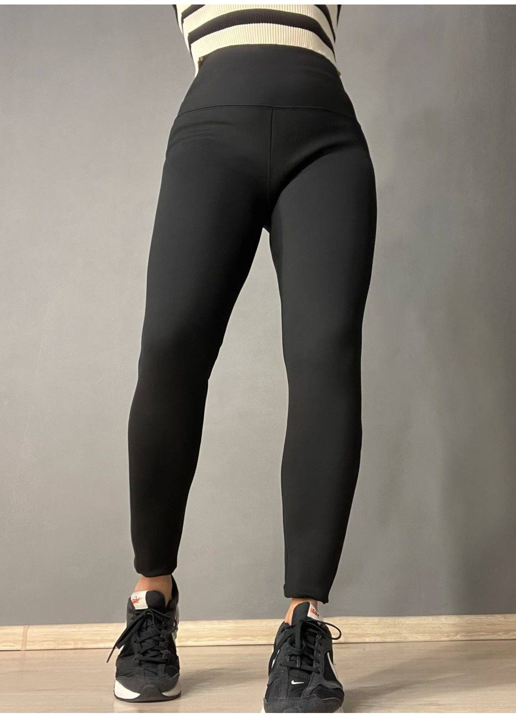 Лосини жіночі W-14 корегуючі утеплені з широким поясом на хутрі з мембранними вставками для корекції фігури чорні Kenalin (316160110)