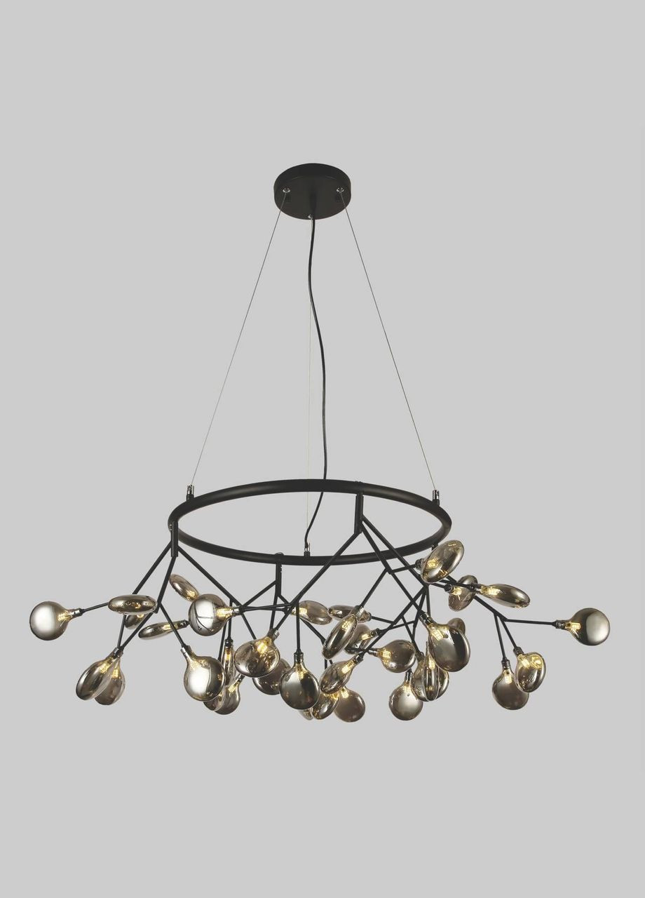 Черная круглая люстра из стеклянных лепестков на 36 ламп Petals (918-LP263-36 BK+BK) No Brand (370070871)