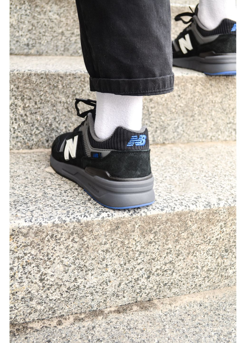 Чорні Осінні кросівки чоловічі new balance 997 black blue нью беланс 997 No Brand