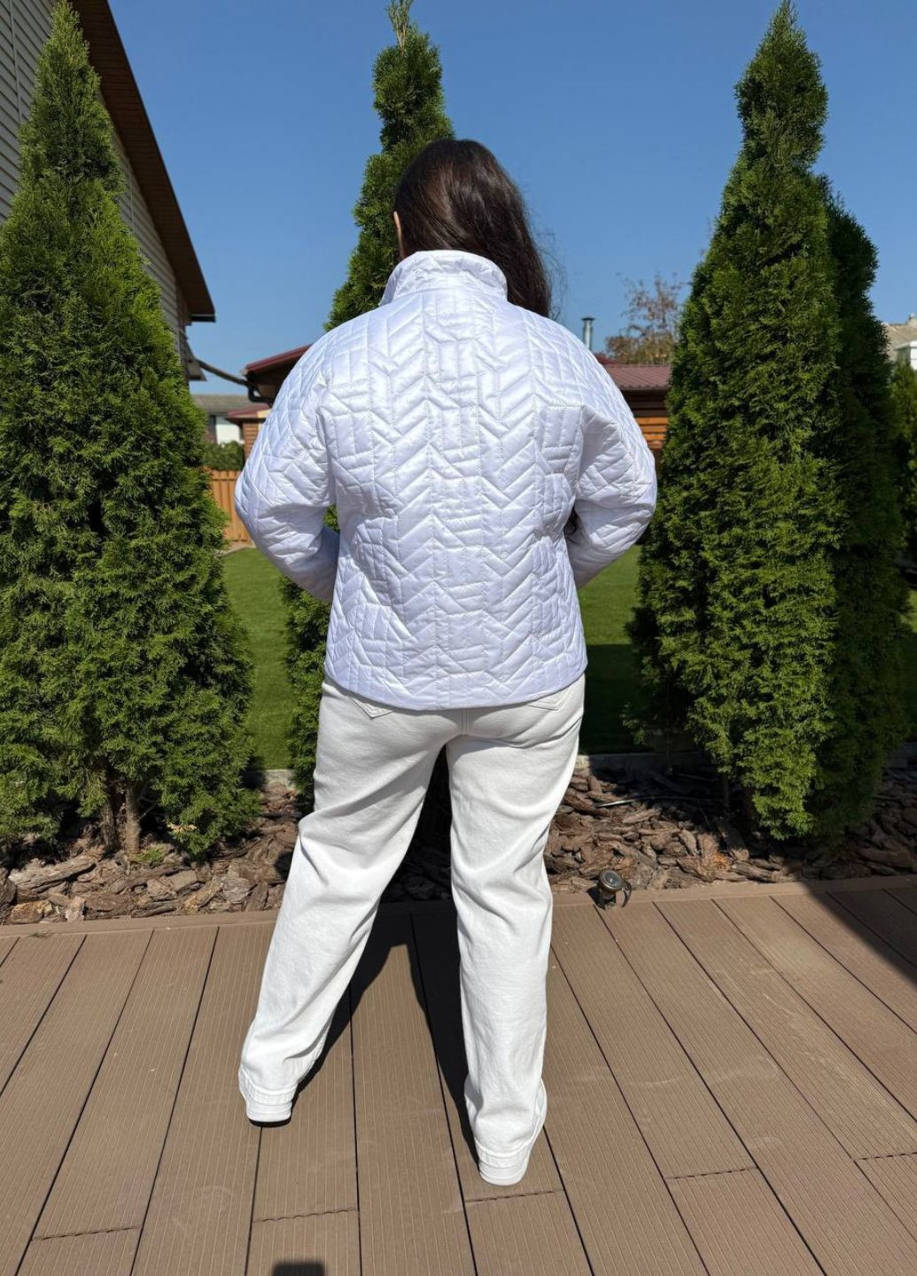 Біла демісезонна стьобана коротка куртка куртка-піджак Tik-Tak