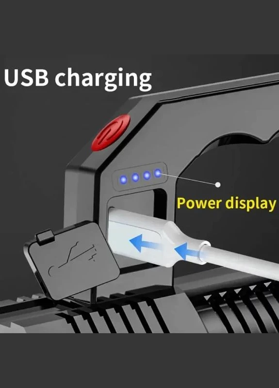 Портативний точковий ручний ліхтар BL-X508, прожекторний, водонепроникний, з USB, 1200 мА·год, чорний Bailong (384687114)