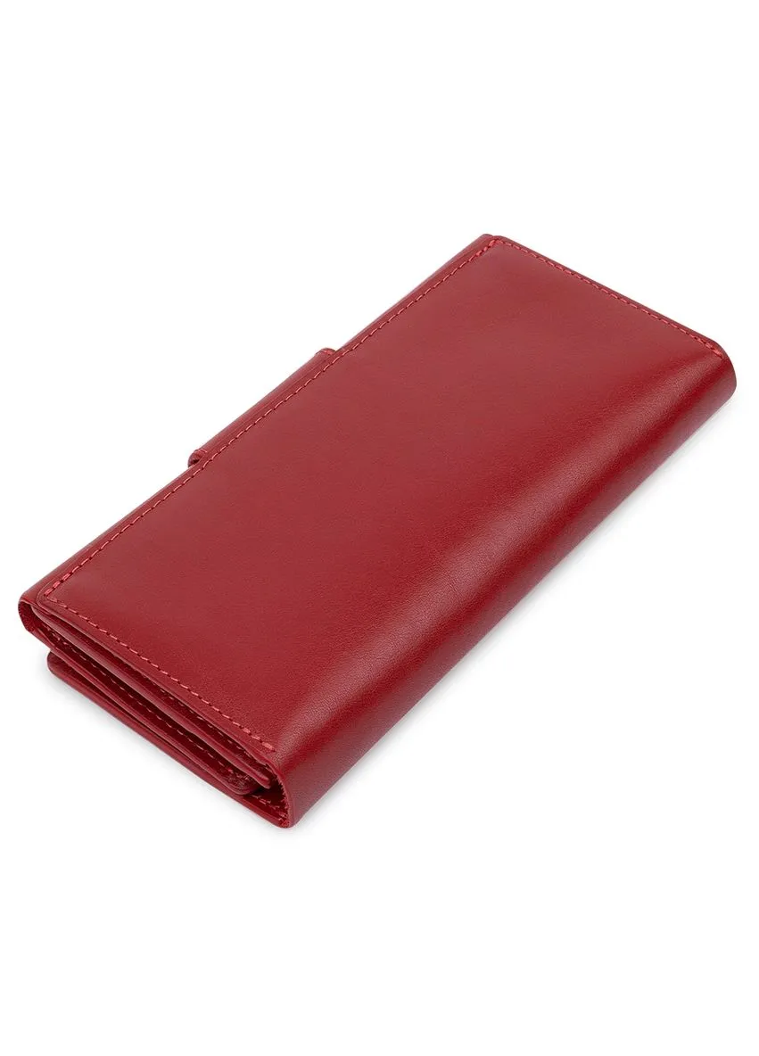 Шикарный женский кошелек в три сложения Красный 19,5х10х2 см Grande Pelle (391300335)