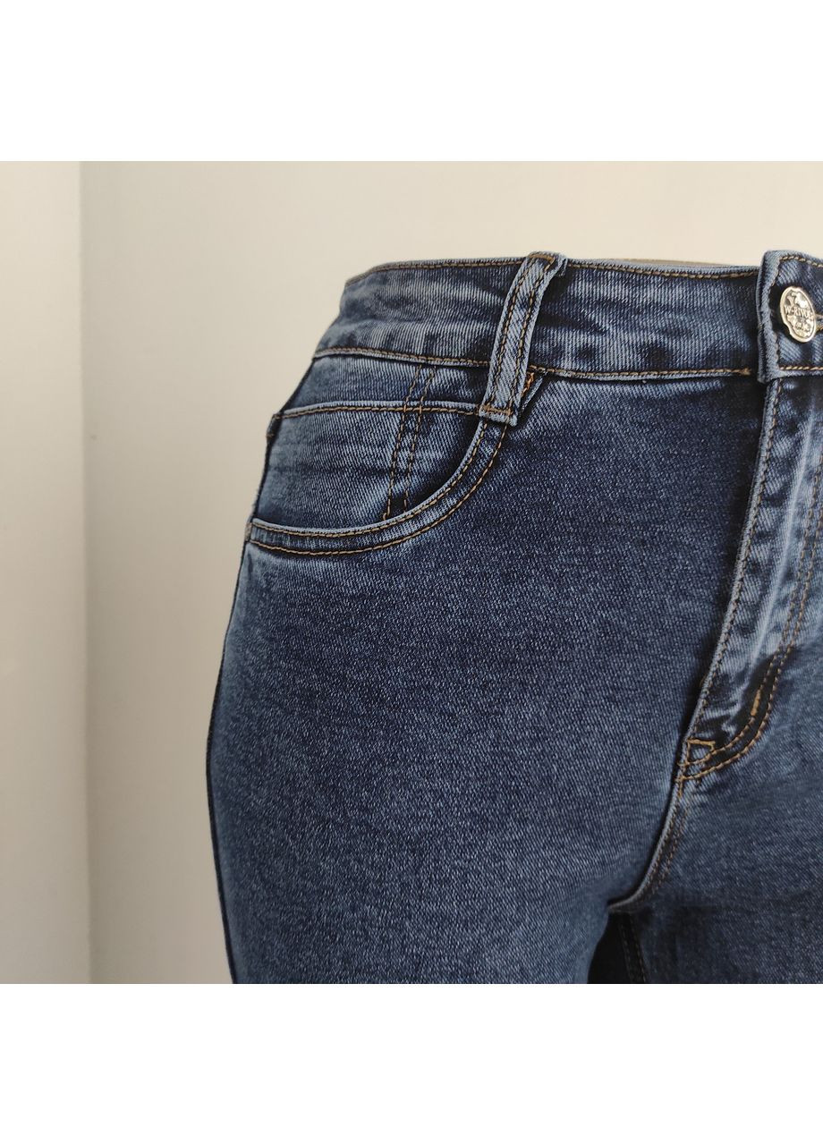 Джинсы женские прямые большой размер стрейч палаццо 34 синие 8848 - (350349618)