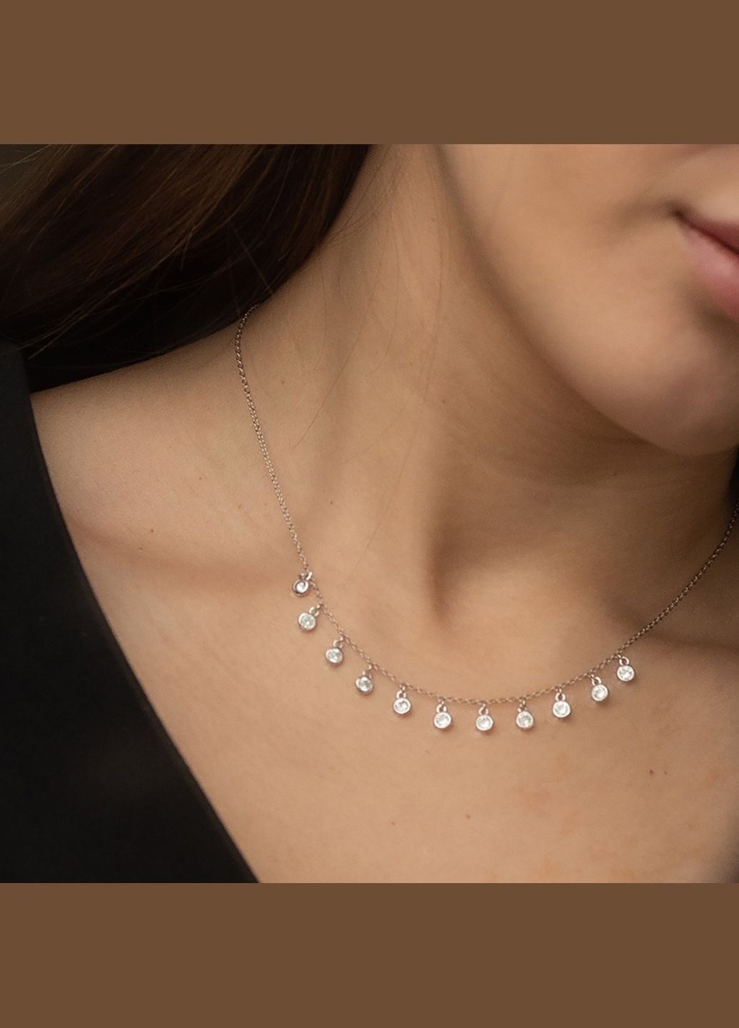 Срібне кольє з фіанітами 18566 42 Oniks (264644286)