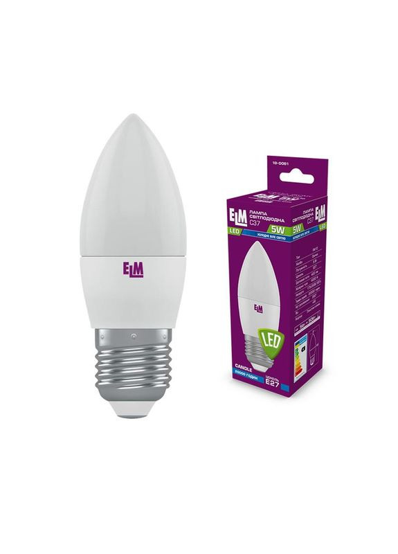 Лампа світлодіодна свічка 5W E27 4000K (18-0081) ELM (368679519)