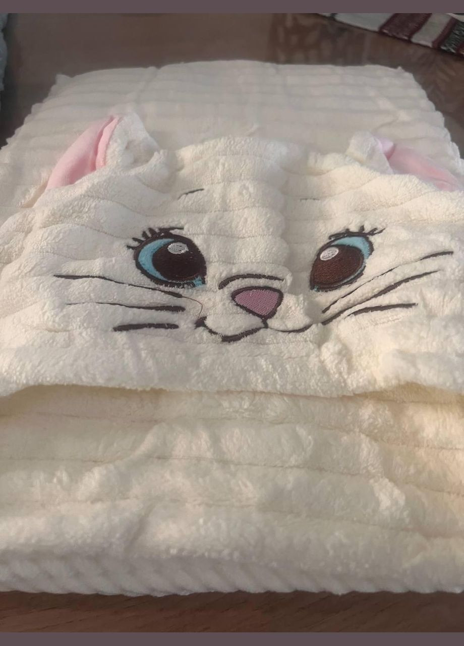 Рушник дитячий із мікрофібри з капюшоном куточок для купання 110x110 см Молочний (П4К-rai-kutochok-001-04) No Brand комбінований