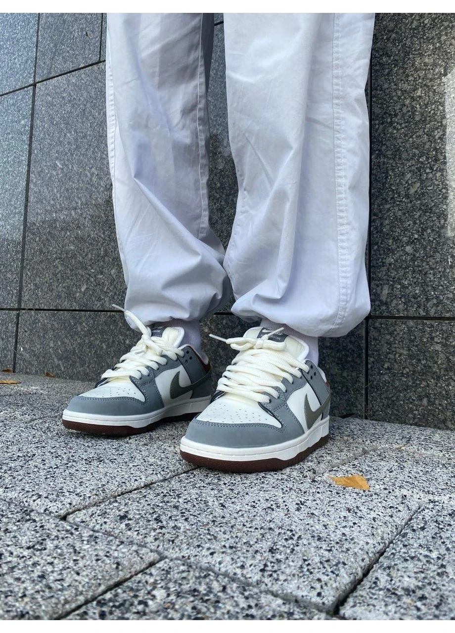 КРОСІВКИ ЖІНОЧІ NIKE SB DUNK GREY WHITE BROWN НАЙК СБ ДАНК БІЛІ No Brand білі демісезони (391967130)
