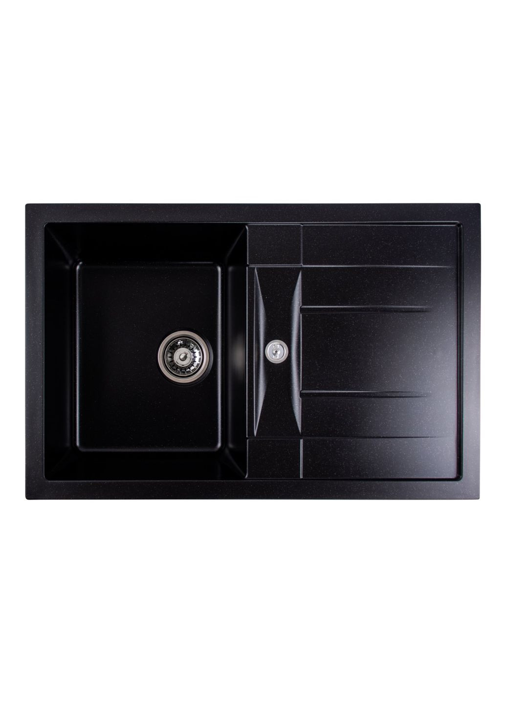 Гранітна мийка для кухні 7850 TROYA матова Чорний металік Platinum (269793459)