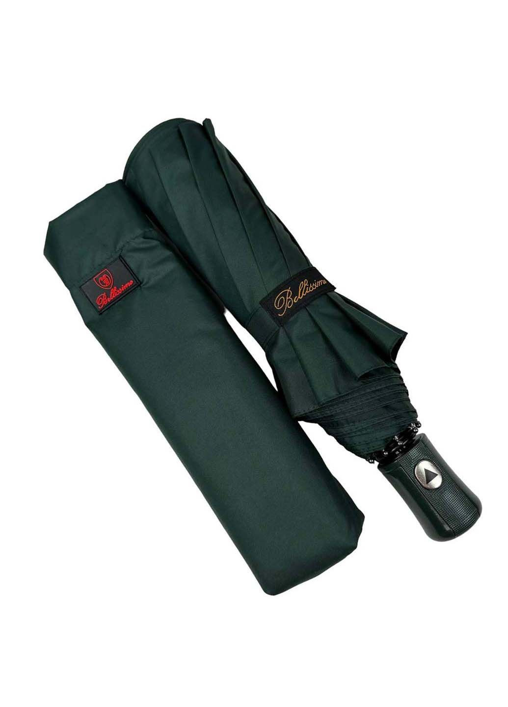 Зелена складна однотонна парасолька напівавтомат Bellissima система антивітер (289977445)