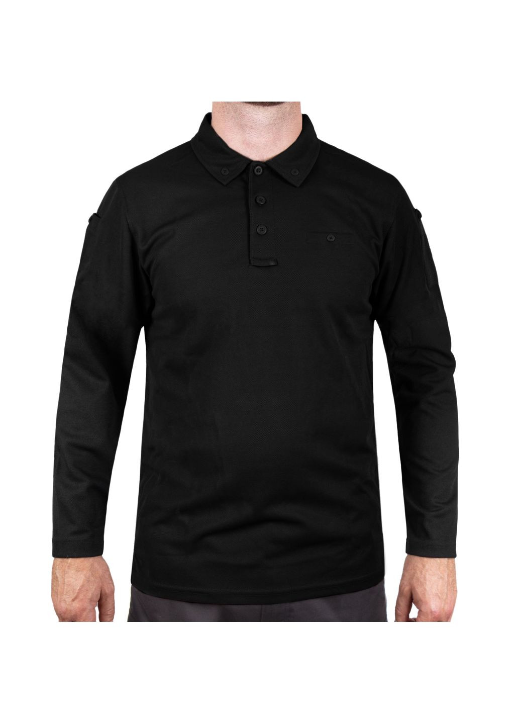 Футболка Поло тактическая с длинным рукавом TACTICAL LONG SLEEVE POLO SHIRT QUICK DRY Black Mil-Tec (315822198)