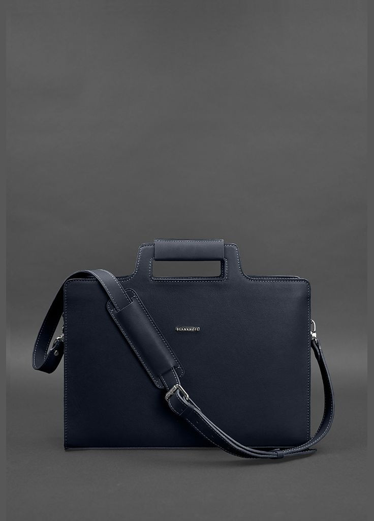 Кожаная сумка для ноутбука и документов темно-синяя Краст (A-026701) BlankNote (327874058)