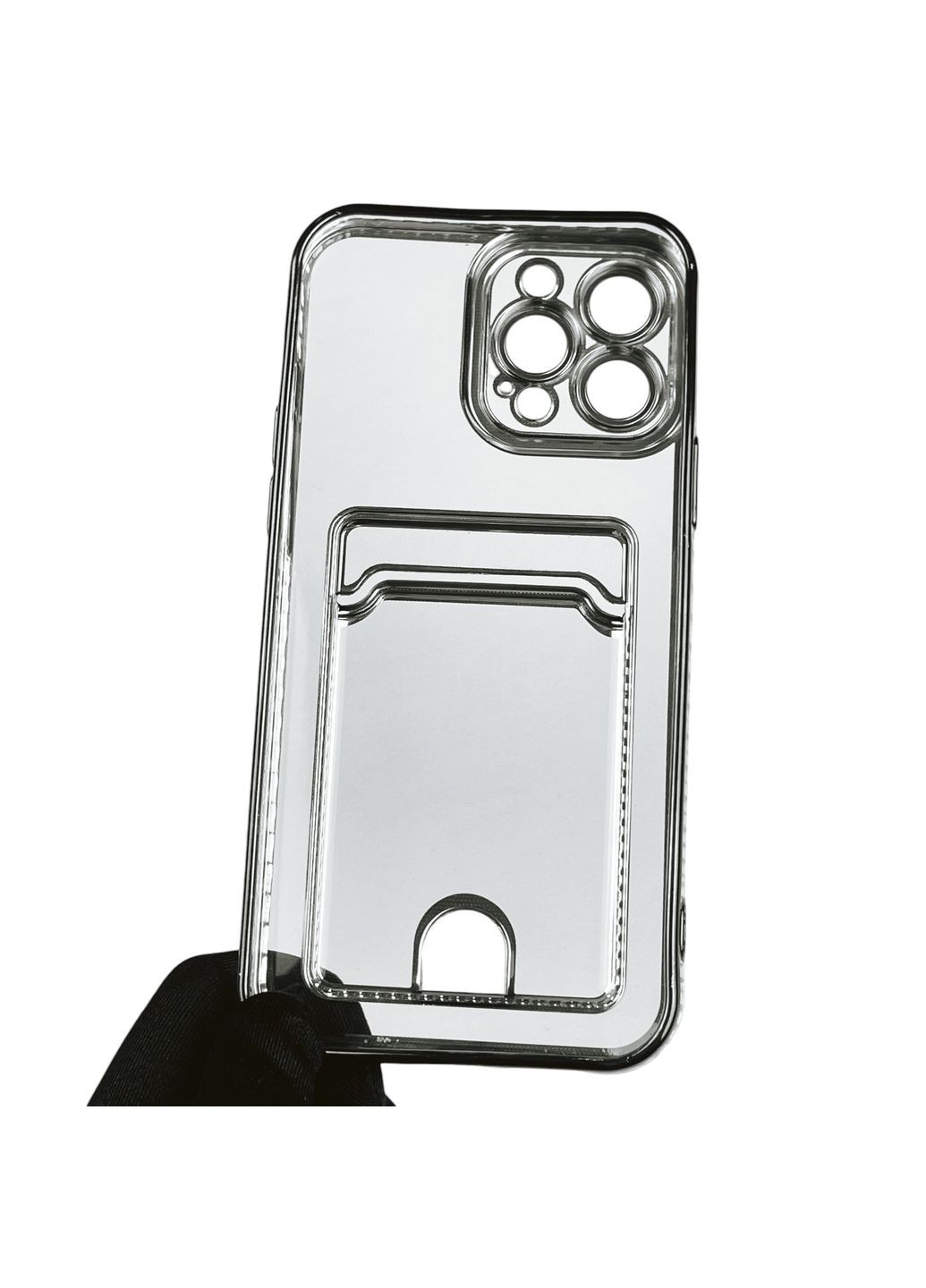 Чохол для iPhone 13 Pro Max із чорною окантовкою з кишенькою для карток на айфон 13 про макс чорний Apple (366020586)