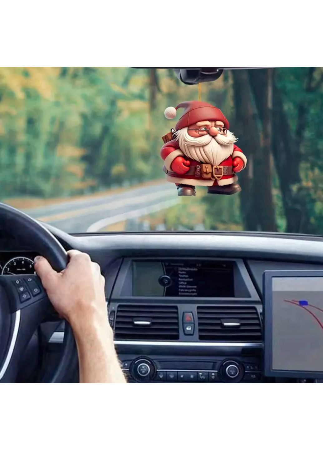 Акриловый Санта Клаус (Дед Мороз) елочная игрушка или подвеска в машину, подвеска на ключи No Brand (314813459)