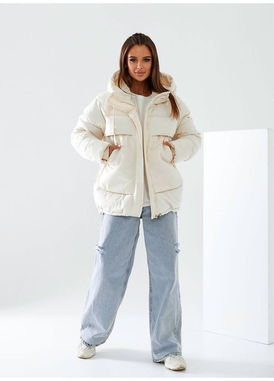 Молочна зимня куртка жіноча тепла Style Point