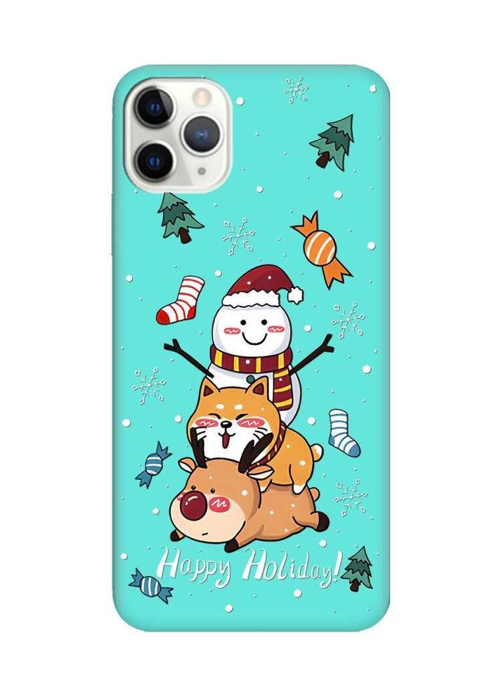 Матовий бірюзовий чохол на iPhone 11 Pro Max (6.5) Зимові розваги (новорічний принт 153) Creative (362965595)