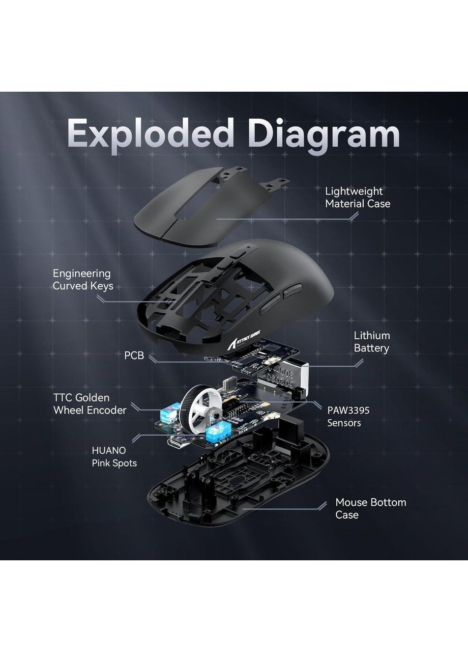Ігрова бездротова миша X6 Black з зарядною станцією ATTACK SHARK (370202795)