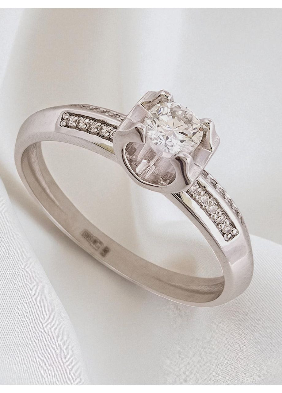 Золотое кольцо с бриллиантами, белое золото 585 пробы (17,5р). SOVA jewelry house (368778952)