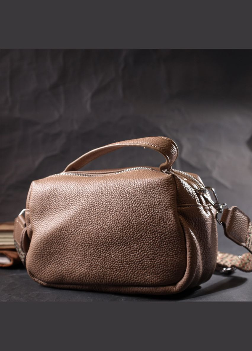 Сумка через плечо женская на два отделения кожаная 22345 Бежевая Vintage (302008802)