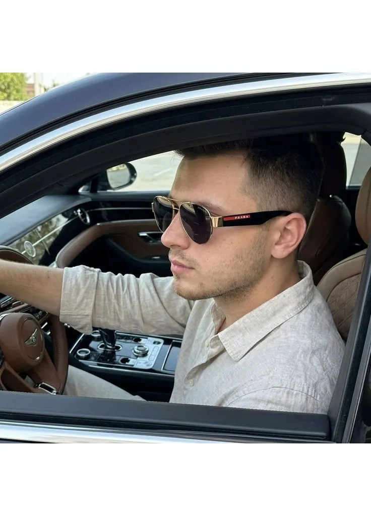 Сонцезахисні чоловічі окуляри авіатори Pr167 gold Lux No Brand (402238321)
