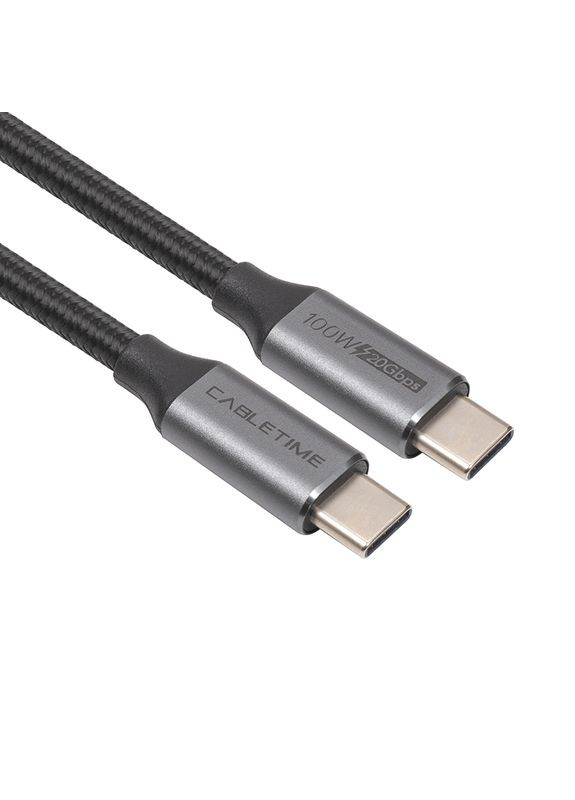 Кабель USB3.1, USB-C - USB-C, 20Gbps, 100W, 20V/5A, 4K/60HZ, 2м CABLETIME (365749079)