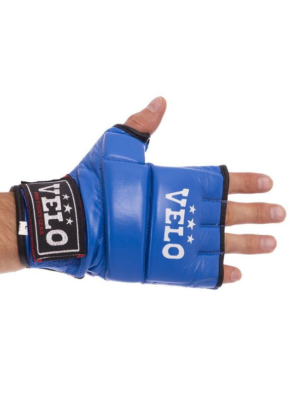 Перчатки для смешанных единоборств MMA кожаные (р-р, ) (ULI-4023_Синий_S) Velo (354703098)