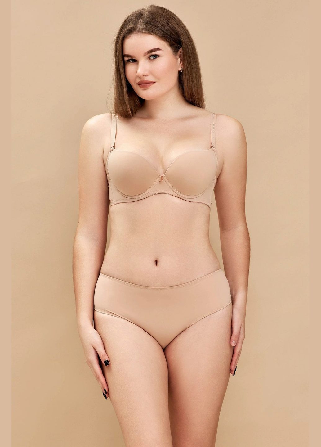 Бежевый брасьер бюстгальтер Obrana с косточками