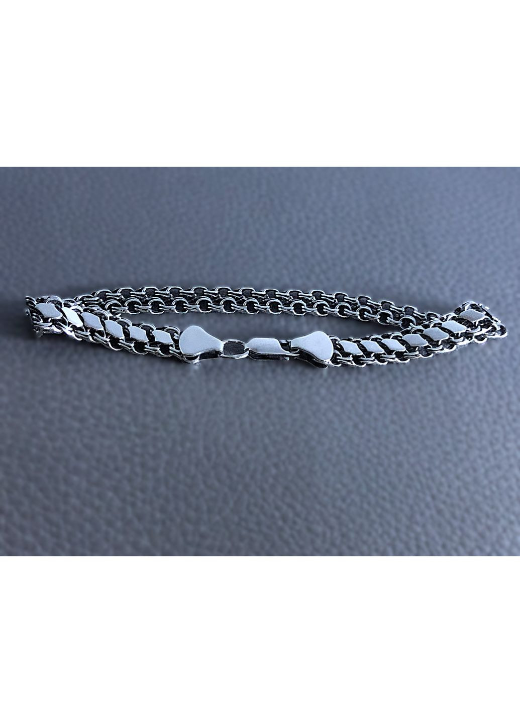 Серебряный браслет двойной Бисмарк с накладками DeLoS (349755445)