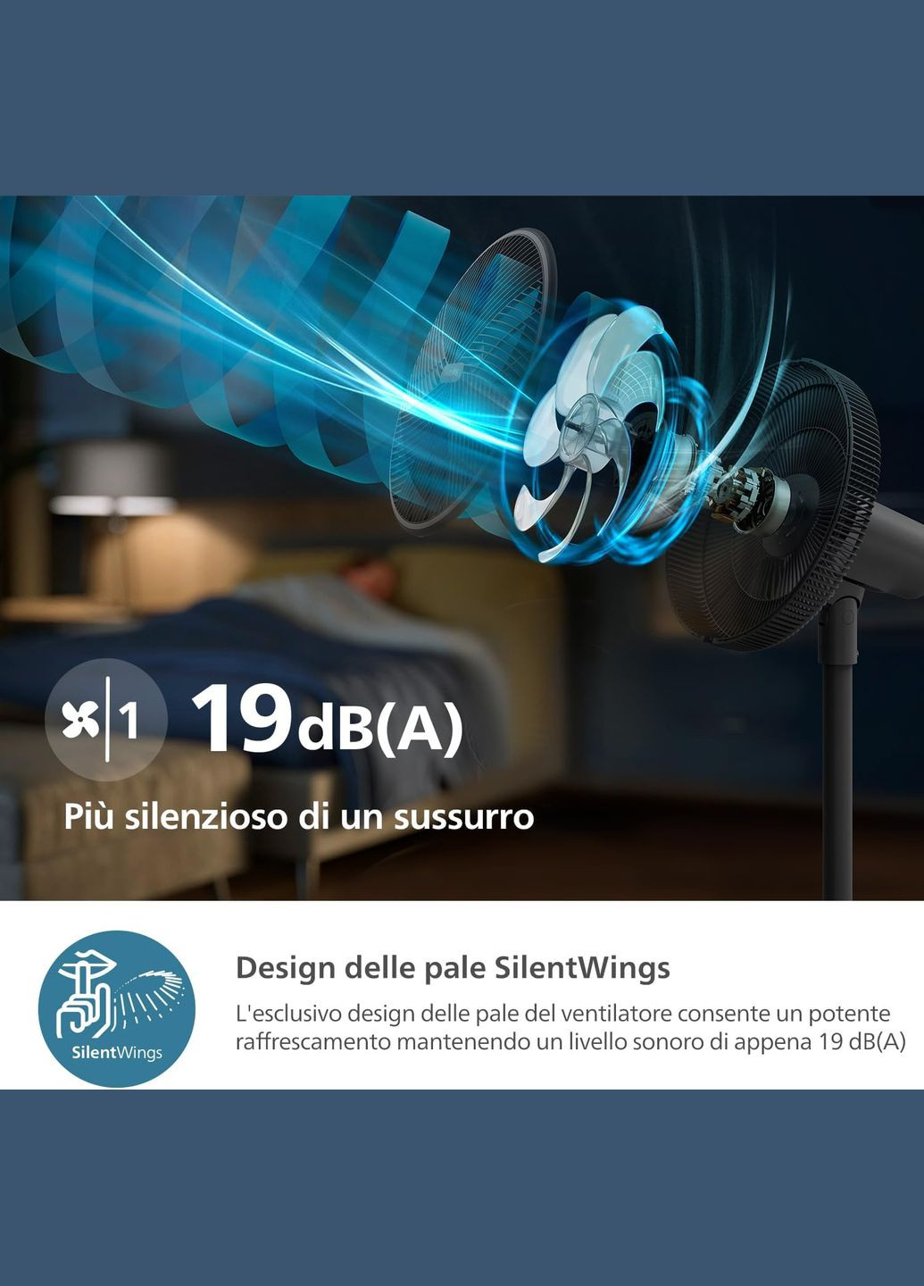 Вентилятор напольный Series 3000, 40см, 48Вт, управление через смартфон, регулировка высоты, Philips (342114014)