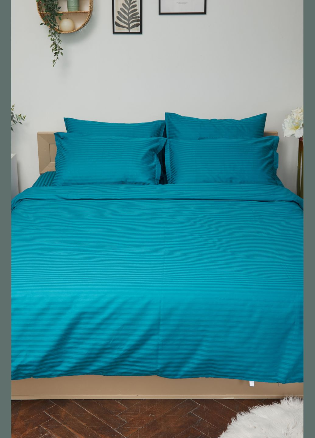 Комплект постельного белья полуторный 143х210 наволочки 4х50х70 Satin Stripe (MS-820000648) Moon&Star turkish blue (284416225)